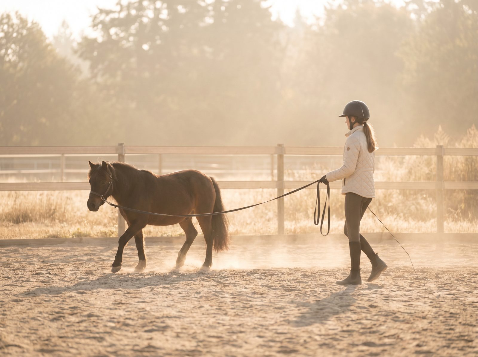 Jugendliche bei der Bodenarbeit mit Pony
